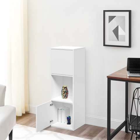 Armoire 2 portes 3 étagères pour bureau étude moderne blanc ika 6 Promotion