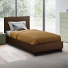 Lit 1 place en tissu avec tête de lit et sommier 80x190 Lausanne Twin 