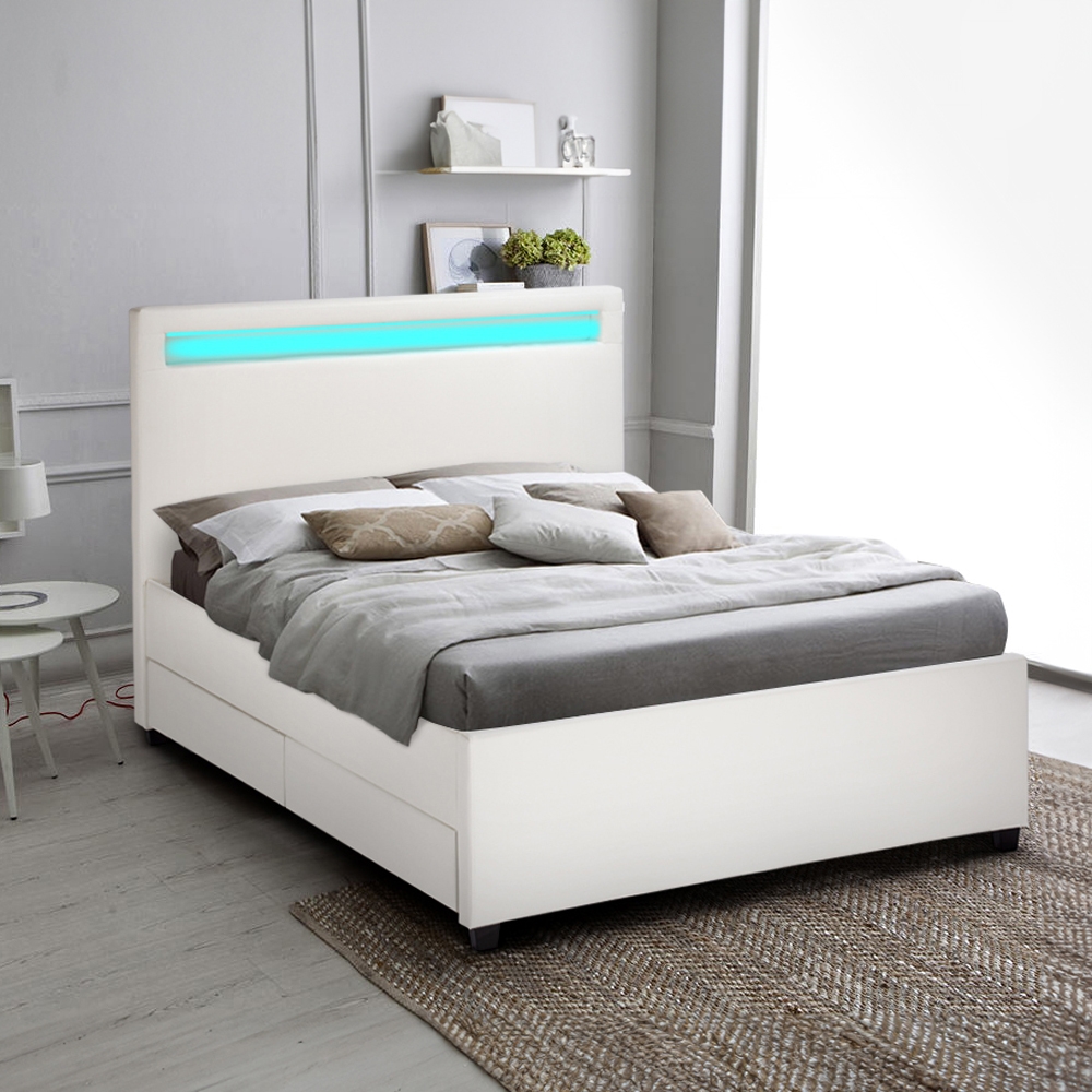 Twijfelaar bed Geneva met ledverlichting en lades 120x190cm Aanbieding Twijfelaar bed Geneva met ledverlichting en lades 120x190cm Aanbieding