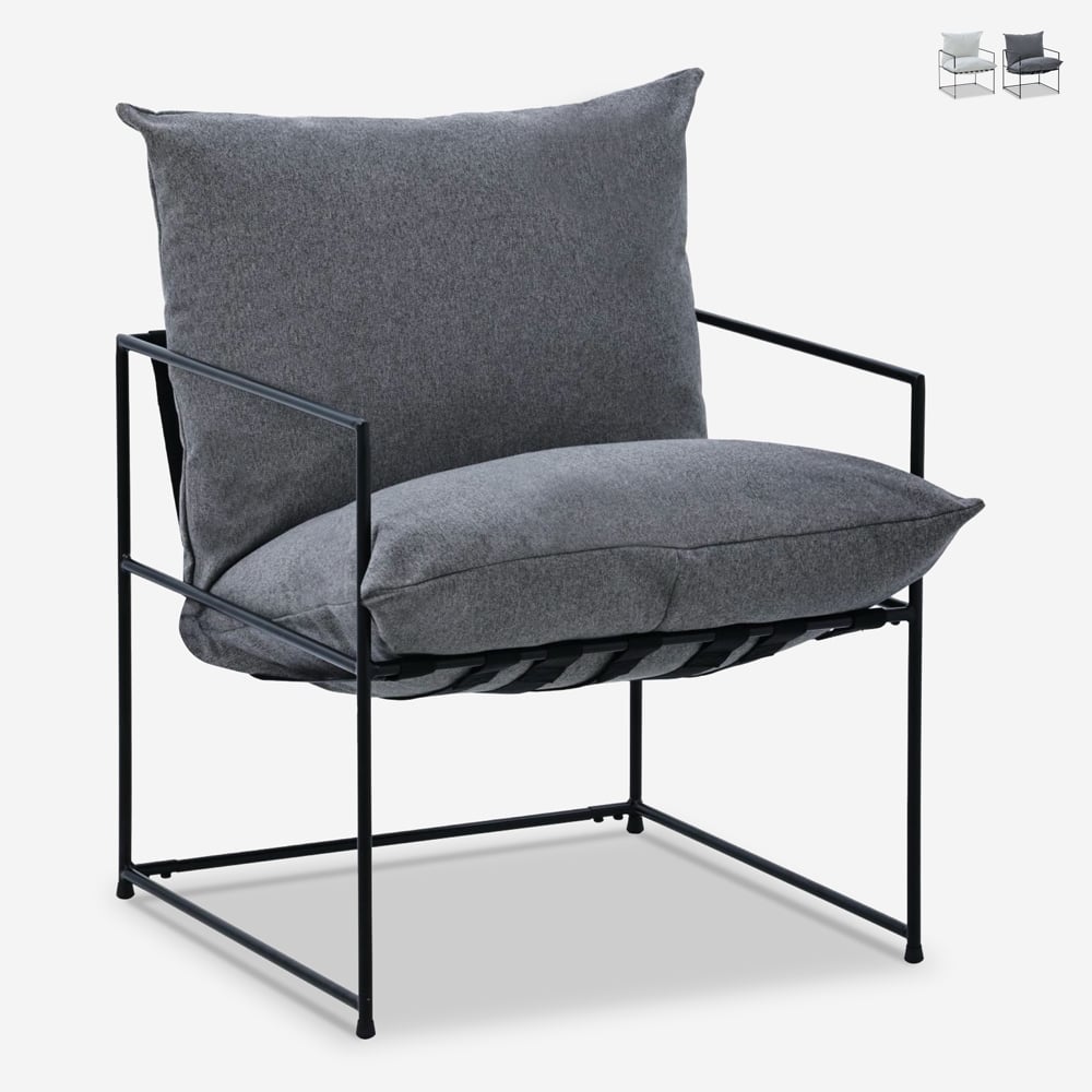 Fauteuil design moderne en tissu style minimaliste métal noir Alaska Vente Fauteuil design moderne en tissu style minimaliste métal noir Alaska Vente
