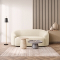Design 2-zits gebogen bouclé bank in witte teddystof 168x90x75 cm Connie Aanbieding