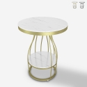 Ronde salontafel zwart met gouden metaal en marmer 45x63 cm Neep L Aanbieding
