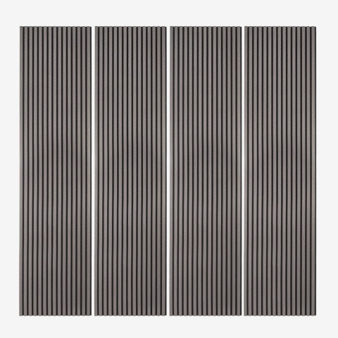 4 x Decoratieve Geluidsabsorberende Panelen 240x60cm Donkere Houten Latten Kover-DB Aanbieding