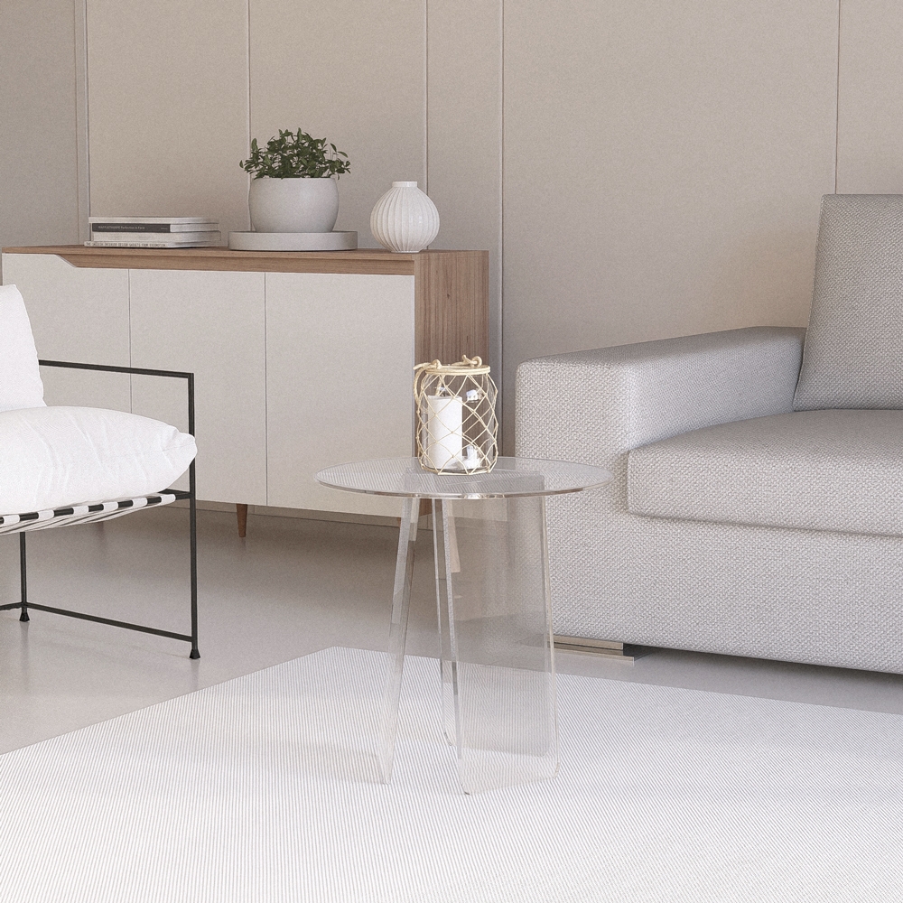 Table basse transparente ronde 45cm design moderne Bridget Promotion Table basse transparente ronde 45cm design moderne Bridget Promotion