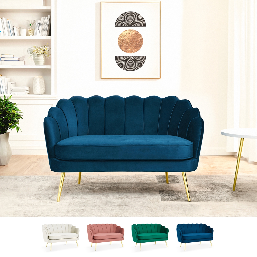 2-zits bank in vintage stijl fluweel met gouden poten Balos Catalogus