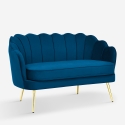 2-zits bank in vintage stijl fluweel met gouden poten Balos Voorraad