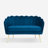 2-zits bank in vintage stijl fluweel met gouden poten Balos Keuze