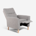 Moderne handmatig verstelbare relaxfauteuil van stof Sabrina Aanbod
