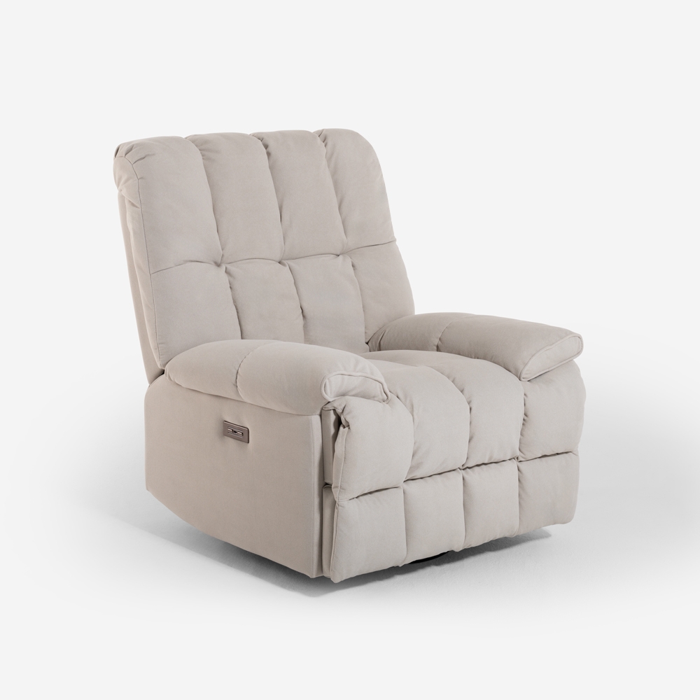 Verstelbare elektrische relaxfauteuil in stof met USB-oplader Michelle Aanbieding Verstelbare elektrische relaxfauteuil in stof met USB-oplader Michelle Aanbieding