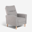 Moderne handmatig verstelbare relaxfauteuil van stof Sabrina Aanbieding