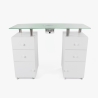 Table manucure avec plateau en verre roulettes et aspirateur Ginger Remises