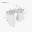 Table manucure avec plateau en verre roulettes et aspirateur Ginger Dimensions