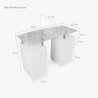 Table manucure avec plateau en verre roulettes et aspirateur Ginger Dimensions