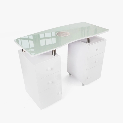 Tafel manicure schoonheidsspecialist van glas met afzuiger en wielen Cinnamon Aanbieding