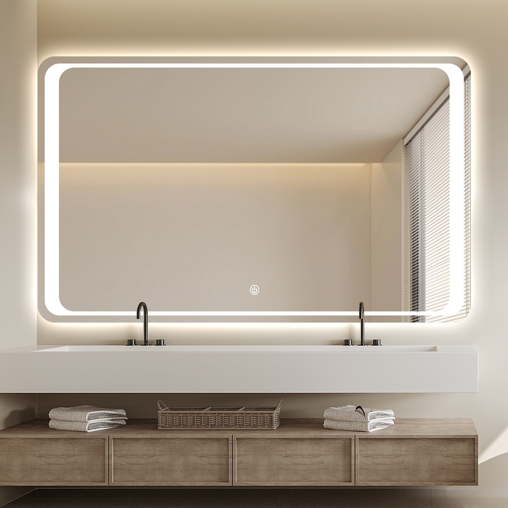 Rechthoekige badkamerspiegel 130x80 cm met LED-verlichting Morgen XL Aanbieding Rechthoekige badkamerspiegel 130x80 cm met LED-verlichting Morgen XL Aanbieding