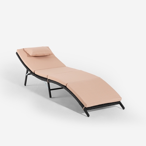 Opvouwbare rotan tuinligstoel met kussen Tenerife Aanbieding