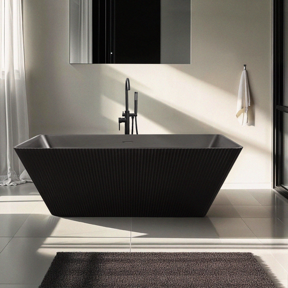 Baignoire autoportante noire design cannelée 170x75cm Arkoi Dark Promotion Baignoire autoportante noire design cannelée 170x75cm Arkoi Dark Promotion