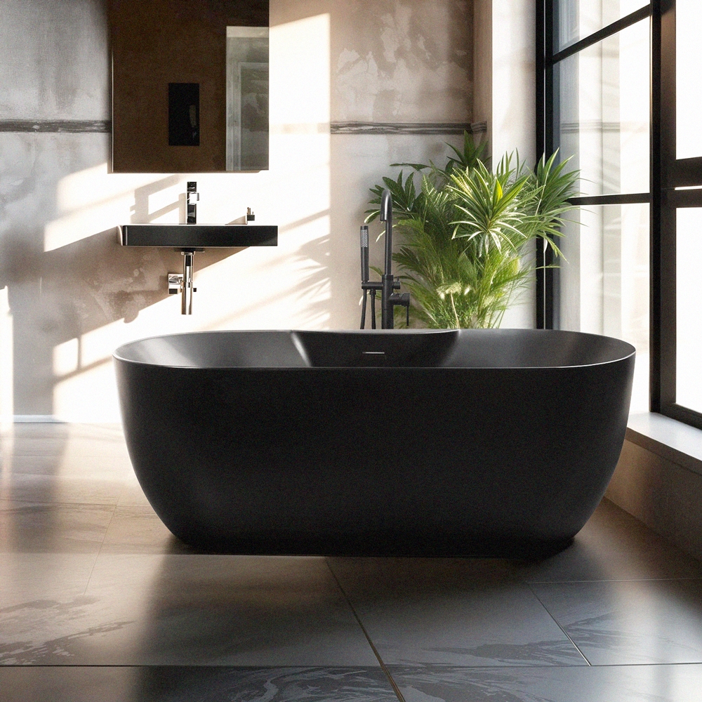 Ovaal vrijstaand matzwart bad 170x75 cm Heraklia Dark Aanbieding Ovaal vrijstaand matzwart bad 170x75 cm Heraklia Dark Aanbieding