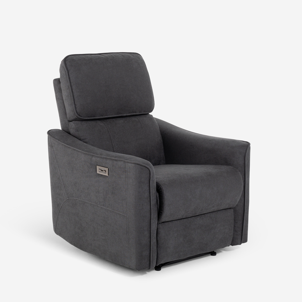 Fauteuil relax électrique ergonomique inclinable tissu port USB Chiara Promotion Fauteuil relax électrique ergonomique inclinable tissu port USB Chiara Promotion