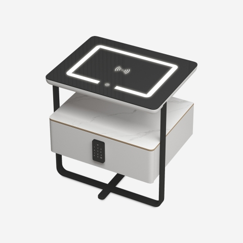 Table de chevet connectée charge sans fil lumière LED et tiroir Klaas Promotion