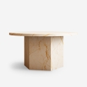 Table basse ronde contemporaine de 80cm pour salon effet marbre Deki Offre