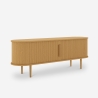 Meuble TV vintage en bois avec portes coulissantes cannées Fersit Modèle