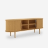 Meuble TV vintage en bois avec portes coulissantes cannées Fersit Choix