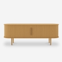 Vintage houten tv-meubel met geribbelde schuifdeuren Fersit Model