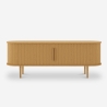 Vintage houten tv-meubel met geribbelde schuifdeuren Fersit Model