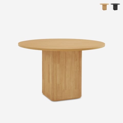 Ronde Zwarte Houten Eettafel 120cm voor Keuken Woonkamer Tiwit Aanbieding