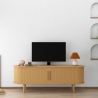 Vintage houten tv-meubel met geribbelde schuifdeuren Fersit Korting