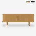 Meuble TV vintage en bois avec portes coulissantes cannées Fersit Vente