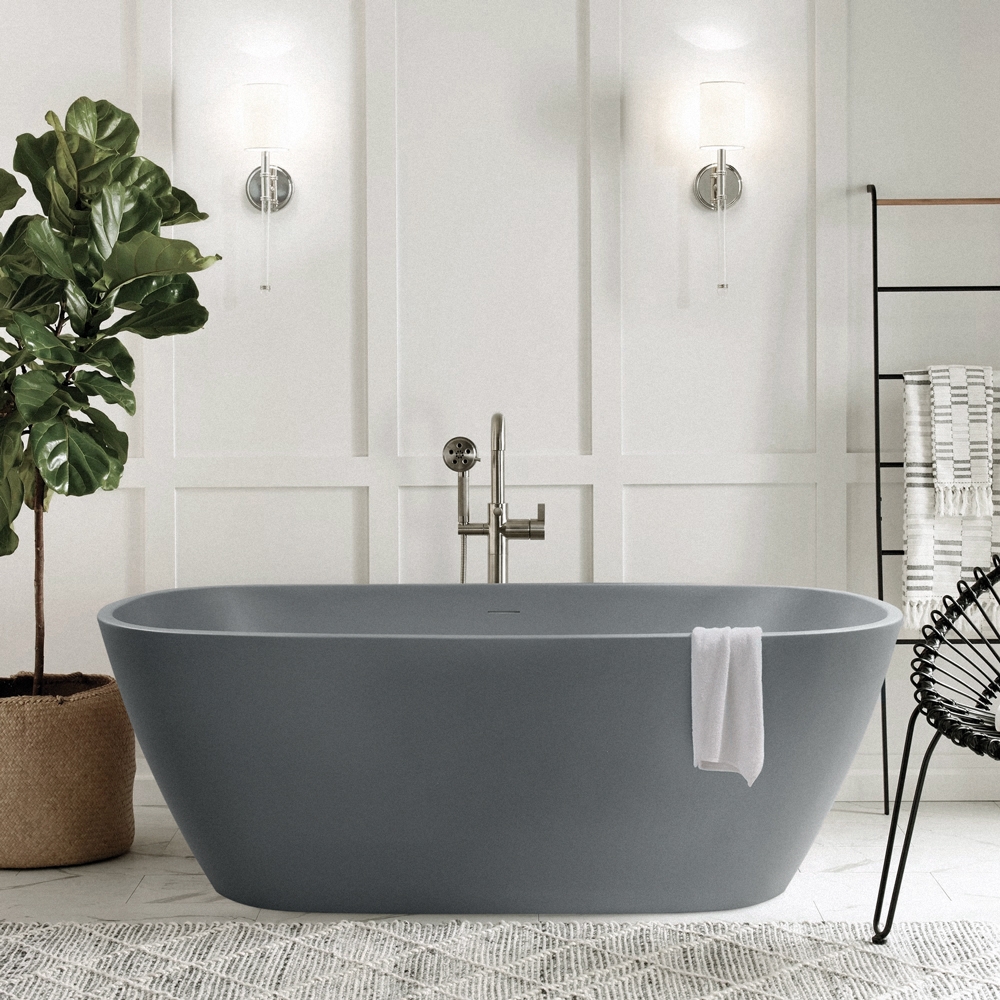 Baignoire moderne autoportante 170x78cm ovale gris mat Idra Moon Promotion Baignoire moderne autoportante 170x78cm ovale gris mat Idra Moon Promotion
