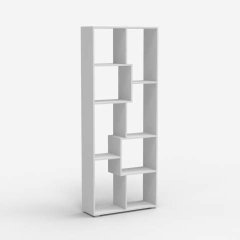 Bibliothèque design moderne pour salon blanc en bois Kajes Promotion
