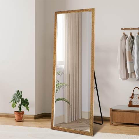 Verticale Gouden Wandspiegel 180x80cm met Vloersteun Rektor Aanbieding