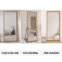 Miroir vertical doré 180x80cm mural avec support au sol Rektor Réductions