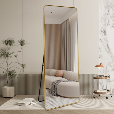 Spiegel op de vloer gouden wand 180 cm verticaal design Arsen-G Aanbieding