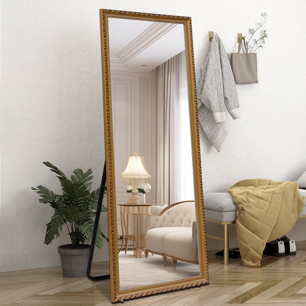 Miroir mural à poser au sol 180x80cm classique doré Vestur-G Promotion Miroir mural à poser au sol 180x80cm classique doré Vestur-G Promotion