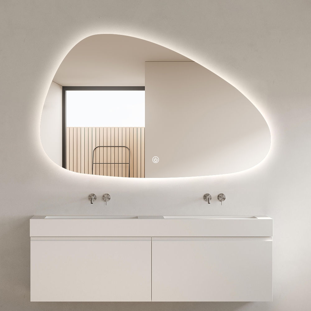 Anti-condens modern design badkamerspiegel met verlichting Humar Aanbieding Anti-condens modern design badkamerspiegel met verlichting Humar Aanbieding