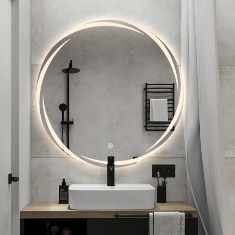 Specchio da bagno rotondo retroilluminato 60cm antiappannamento Veski L
Ronde Badkamerspiegel met LED-verlichting 60cm Anti-cond