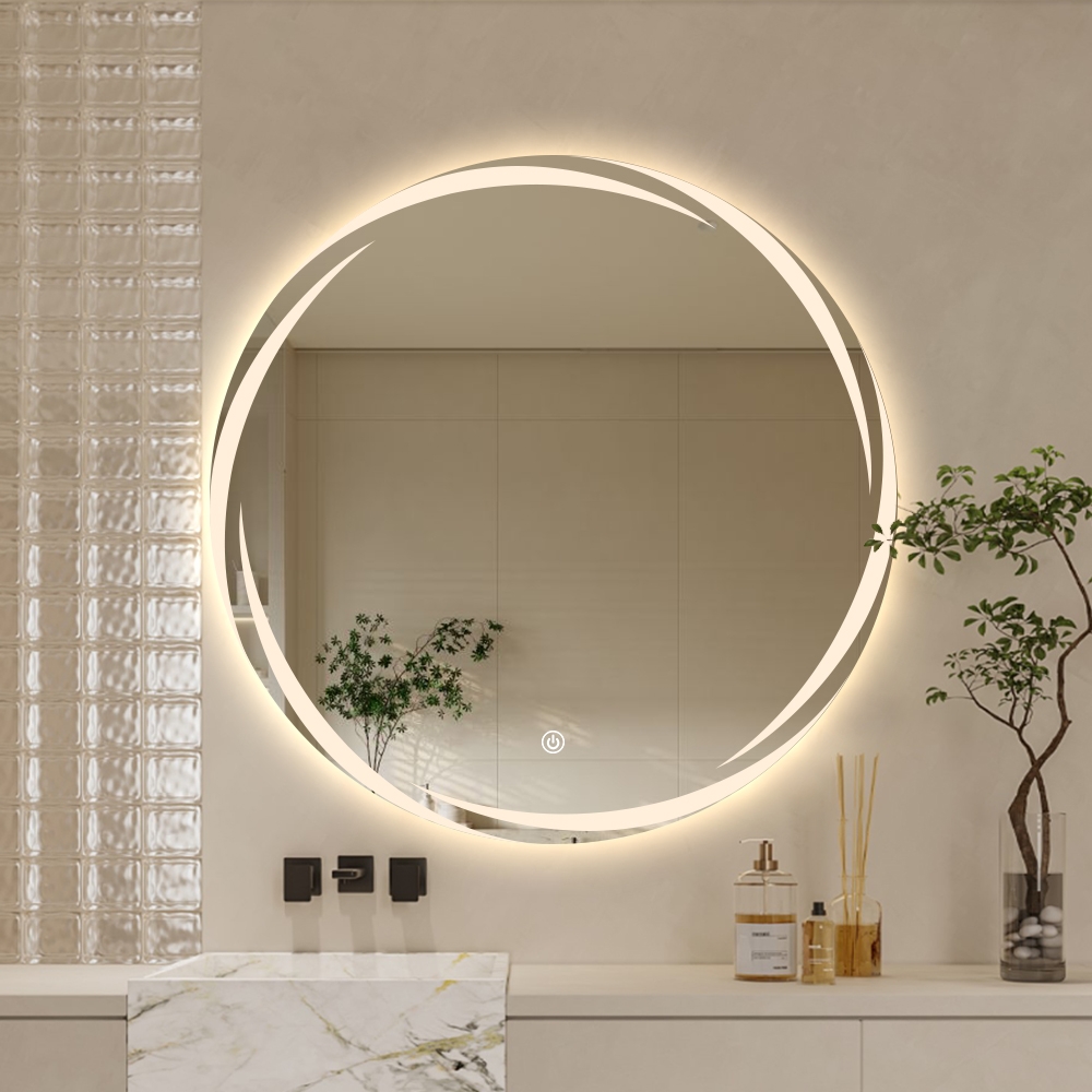 Ronde anti-condens badkamerspiegel 70 cm met achtergrondverlichting Veski XL Aanbieding Ronde anti-condens badkamerspiegel 70 cm met achtergrondverlichting Veski XL Aanbieding