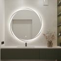 Ronde anti-condens badkamerspiegel 70 cm met achtergrondverlichting Veski XL Korting
