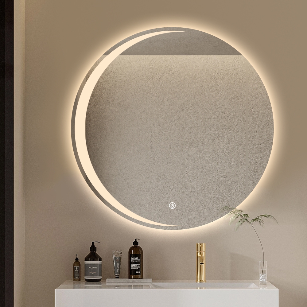 Ronde anti-condens badkamerspiegel met verlichting 70 cm Skeri XL Aanbieding Ronde anti-condens badkamerspiegel met verlichting 70 cm Skeri XL Aanbieding
