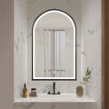 Badkamerspiegel met zwart frame, verlichting en anti-condens functie Flaska Aanbieding