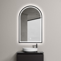 Badkamerspiegel met zwart frame, verlichting en anti-condens functie Flaska Korting