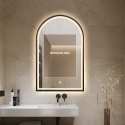 Badkamerspiegel met zwart frame, verlichting en anti-condens functie Flaska Kortingen