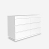 Commode chambre 6 tiroirs blanc et bois Dainis Vente