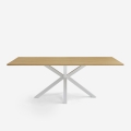 Eettafel van hout 200x100 cm met gekruiste witte poten Moyo Aanbieding