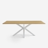 Eettafel van hout 200x100 cm met gekruiste witte poten Moyo Aanbieding