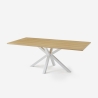 Eettafel van hout 200x100 cm met gekruiste witte poten Moyo Verkoop